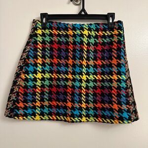 Alice & Olivia Rainbow Houndstooth Skirt